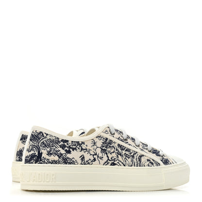 Christian Dior Canvas Toile De Jouy Embroidered Womens Walk Dior Low Top Sneakers 39.5 Off White Navy 5 of 9