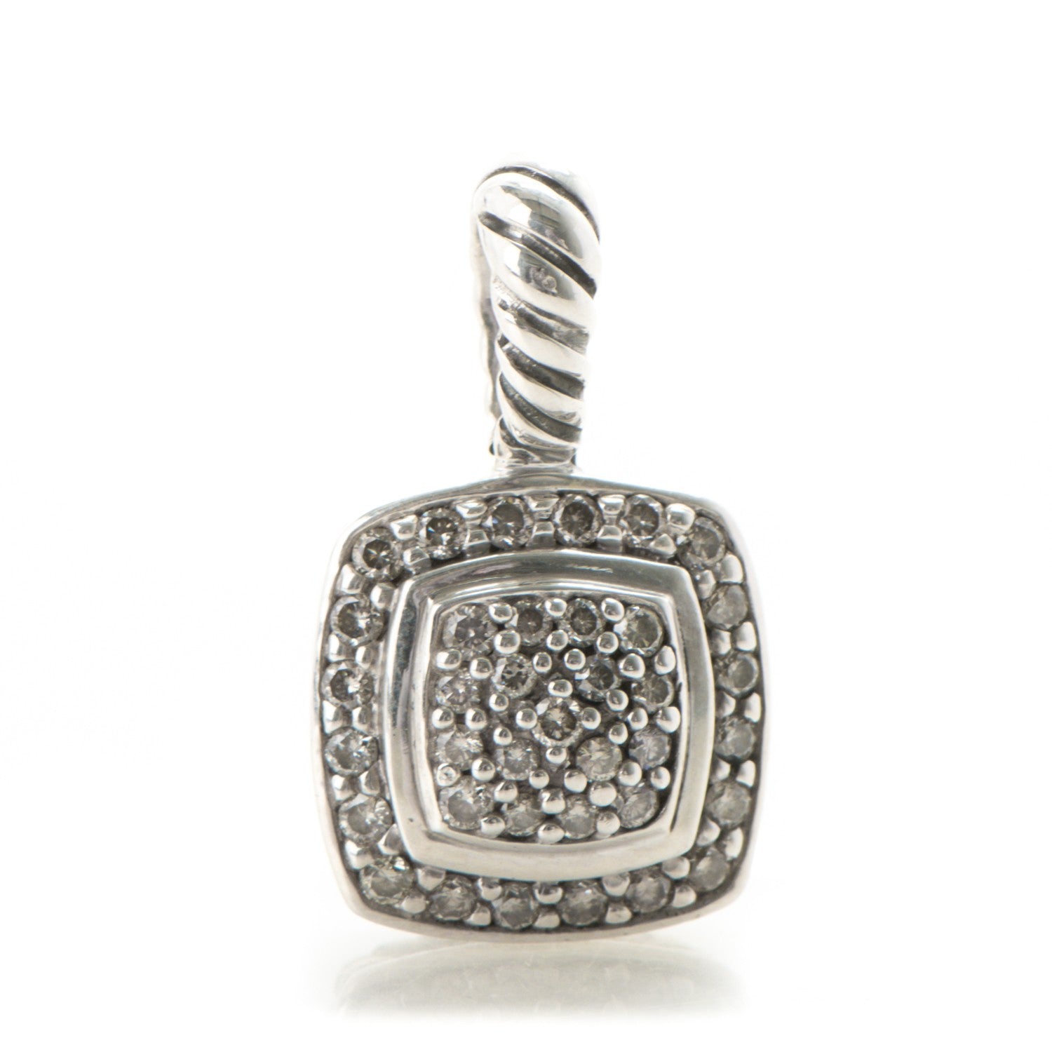 David Yurman Sterling Silver Pave Diamond 7mm Petite Albion Pendant 1 of 3