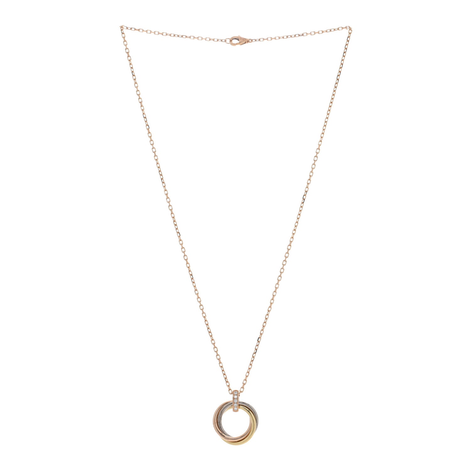 Cartier 18K Pink White Yellow Gold Diamond Trinity Pendant Necklace 3 of 4