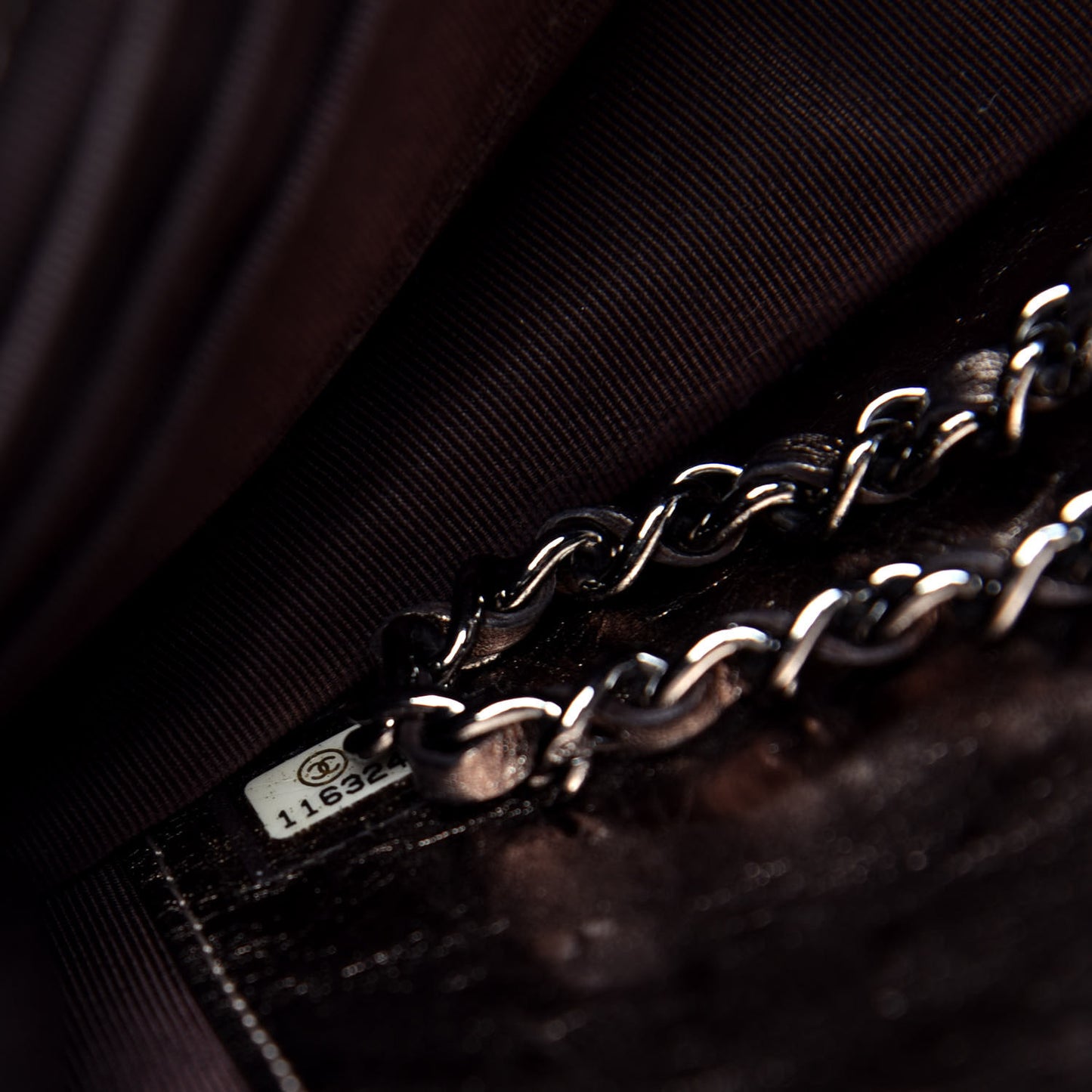 Metallic Aged Calfskin Quilted Reissue Wallet On Chain WOC Bronze