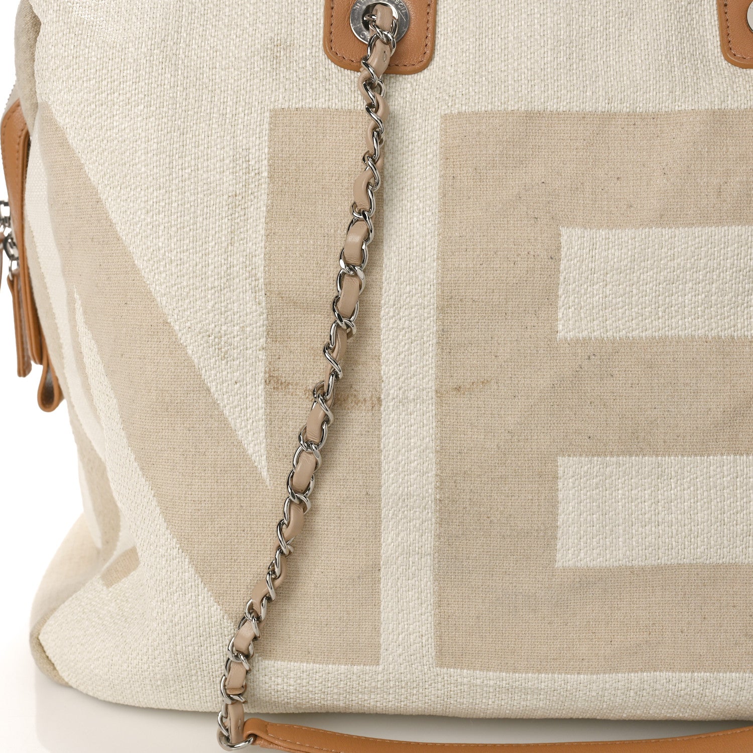Chanel Canvas Maxi Bowling Bag White Beige 12 of 12
