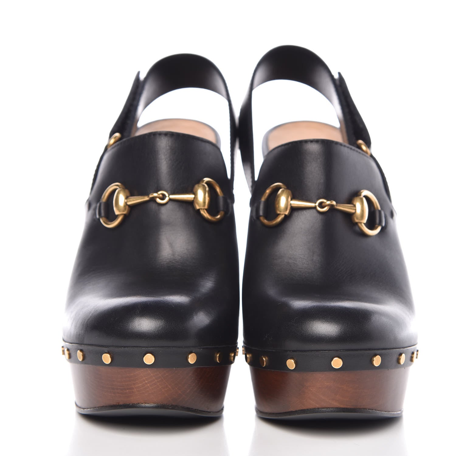 Gucci Betis Calfskin Horsebit Amstel Platform Slingback Clogs 39 Black 2 of 11