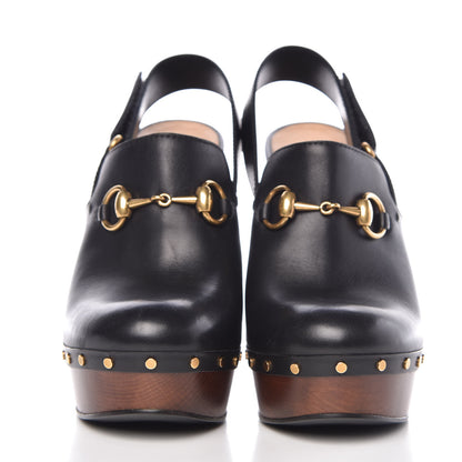 Gucci Betis Calfskin Horsebit Amstel Platform Slingback Clogs 39 Black 2 of 11