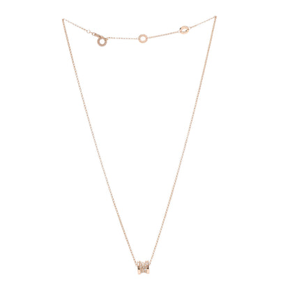 Bulgari 18K Rose Gold Diamond Small B.Zero1 Pave Pendant Necklace 3 of 9