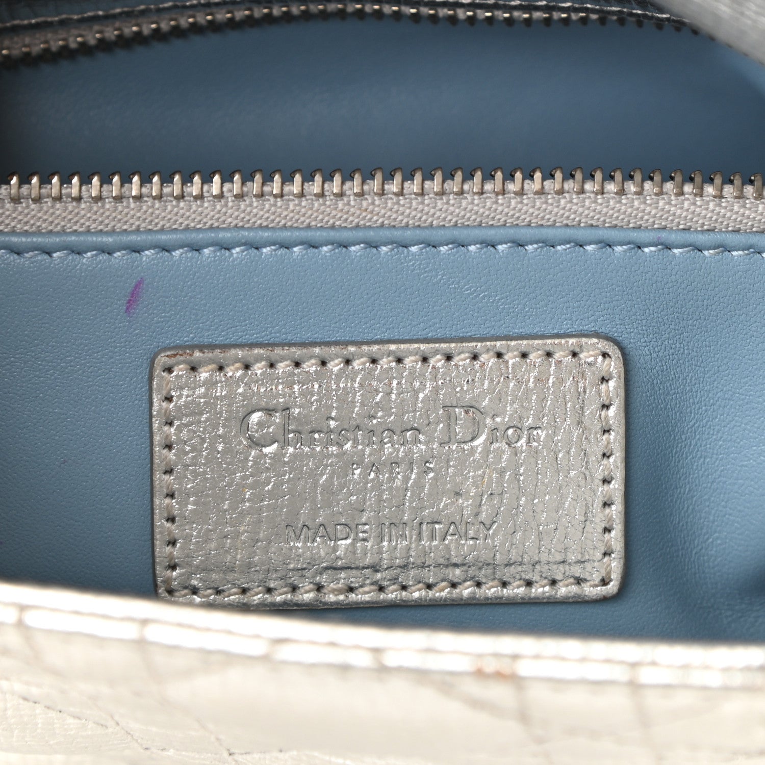Christian Dior Metallic Grained Calfskin Cannage Small Lucky Badges My Lady Dior Silver 6 of 13