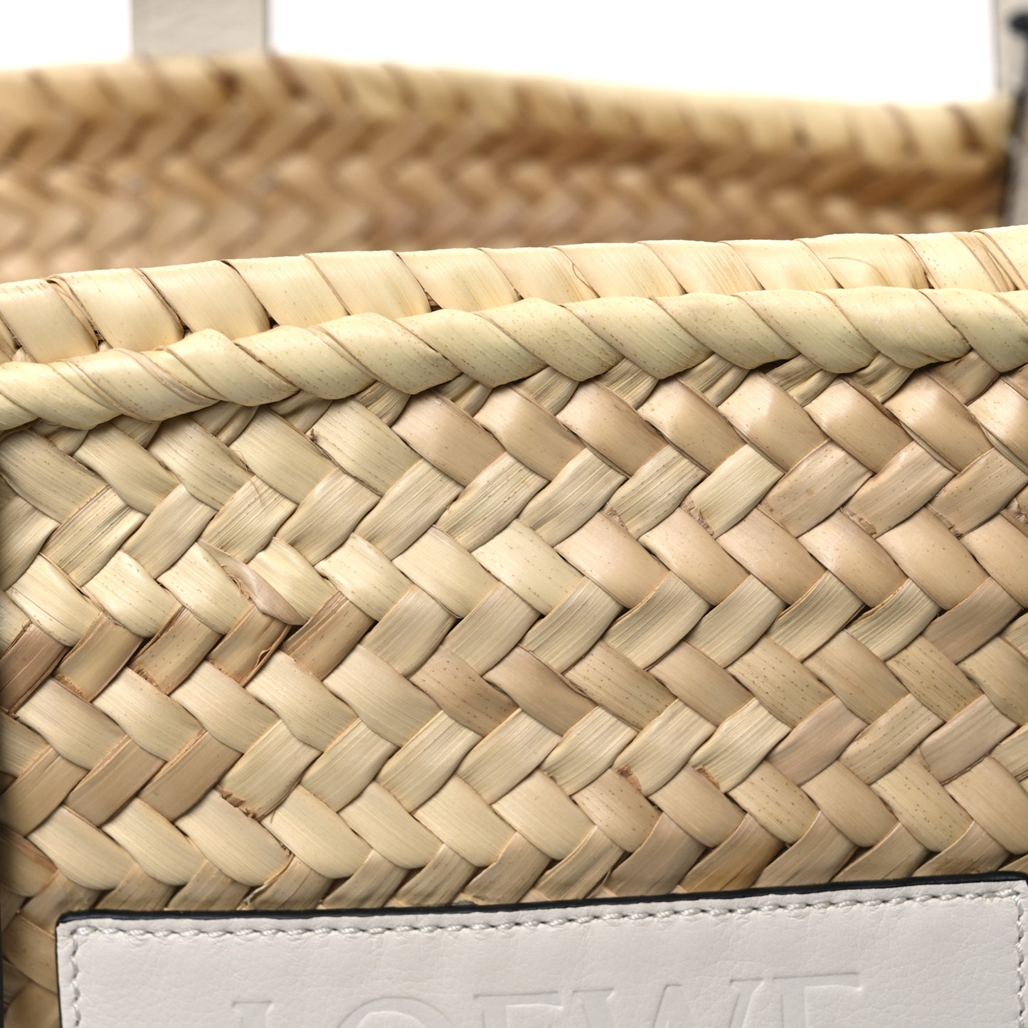 Raffia Small Basket Tote Bag Natural White
