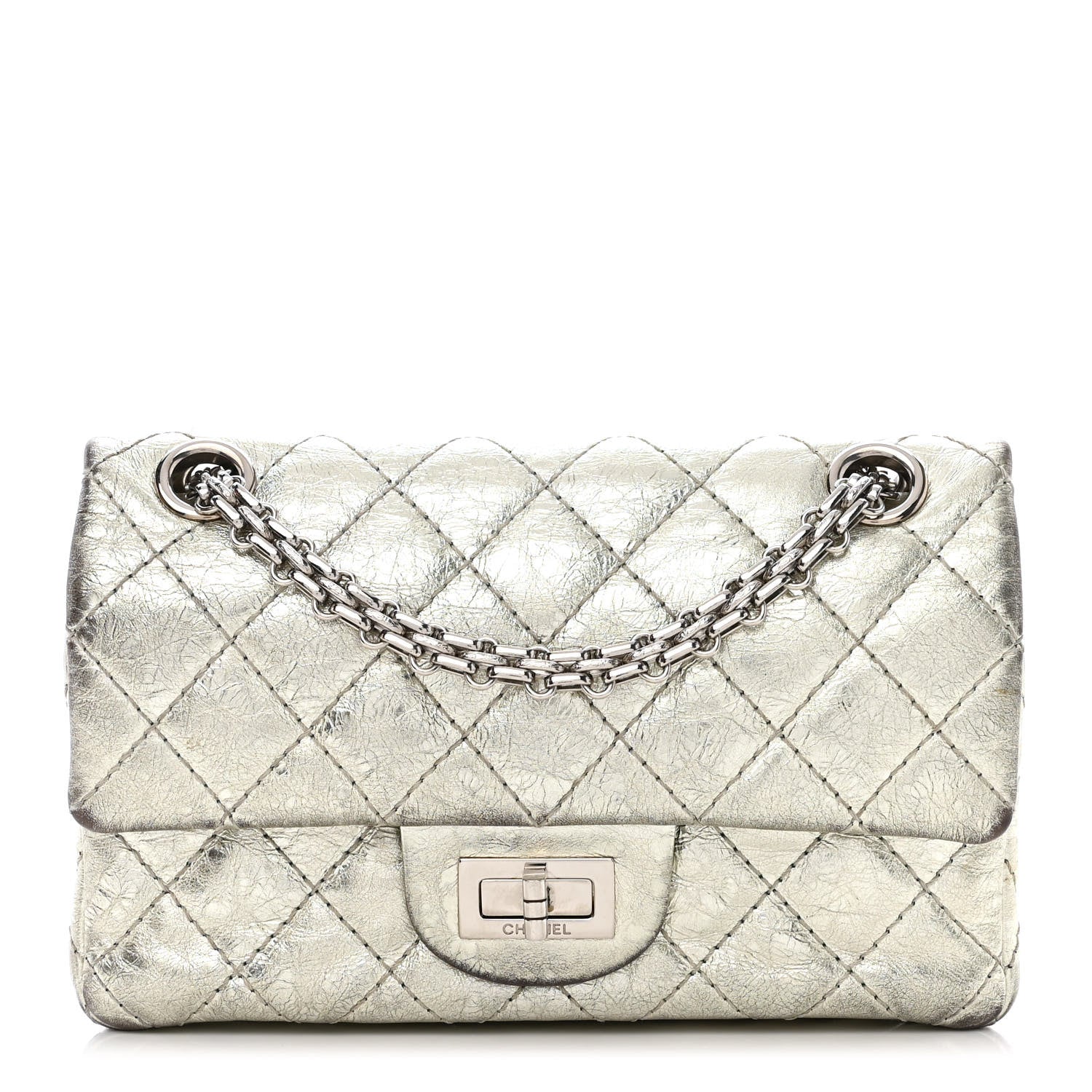 Chanel Metallic Aged Calfskin Quilted 2.55 Reissue 224 Flap Silver 1 of 18