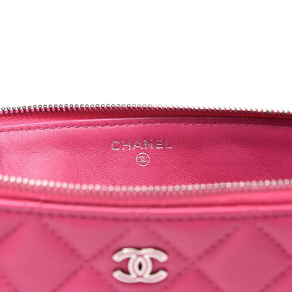 Chanel Lambskin Quilted Large Zipped Clutch Pink 6 of 9
