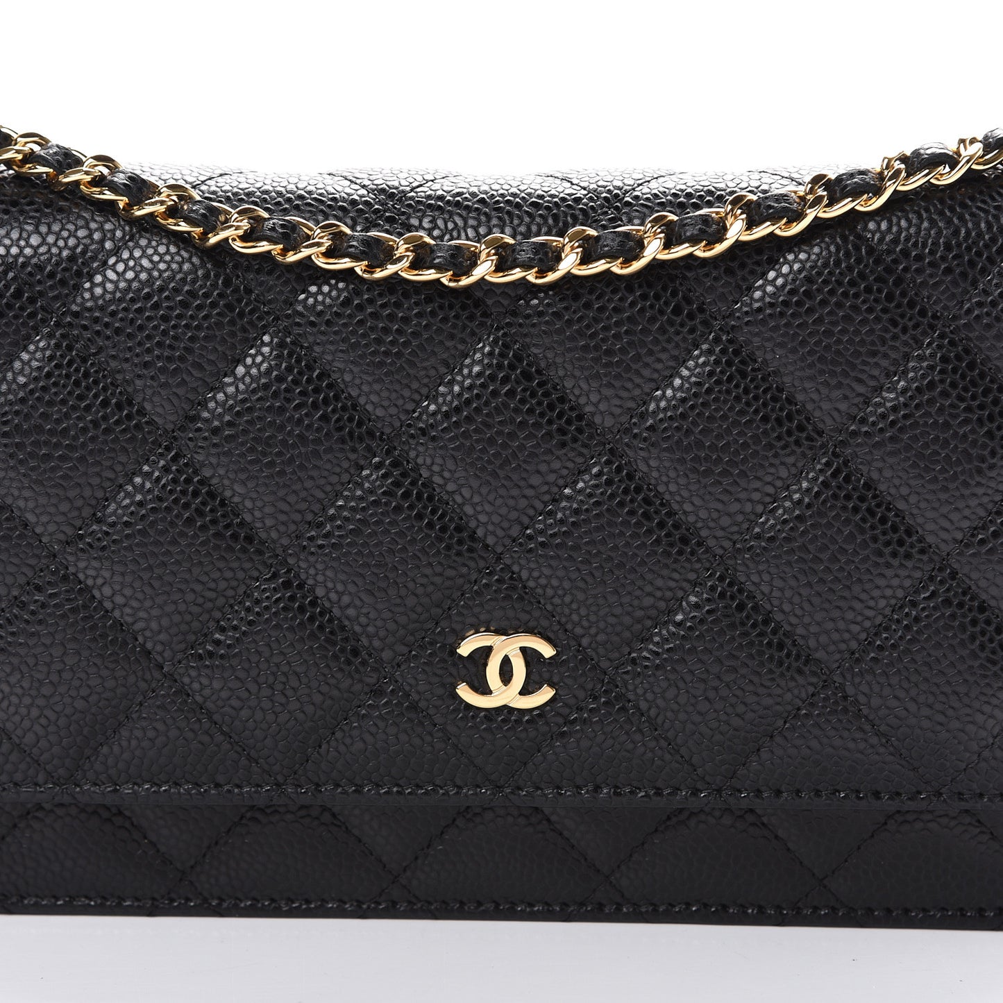 Caviar Quilted Wallet On Chain WOC Black