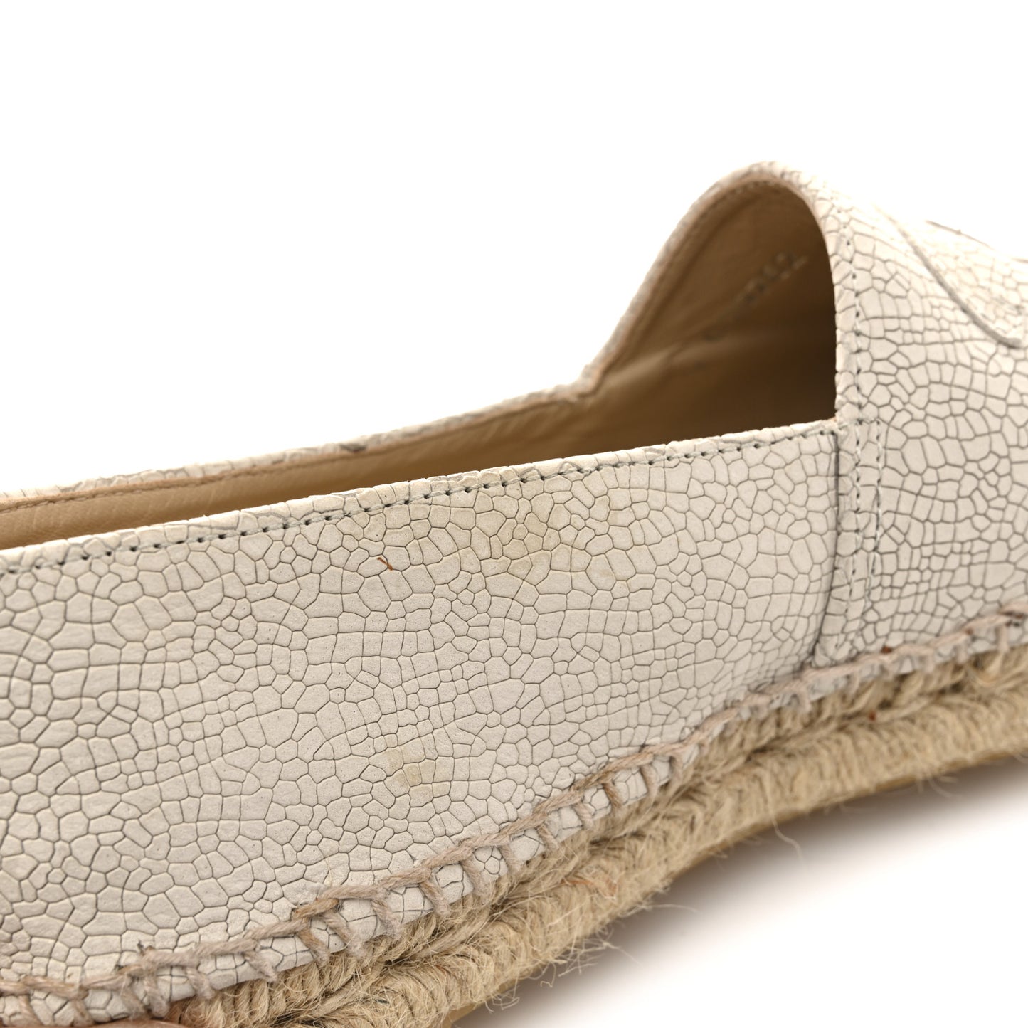 Crackled Calfskin Espadrilles 39 Light Beige Black