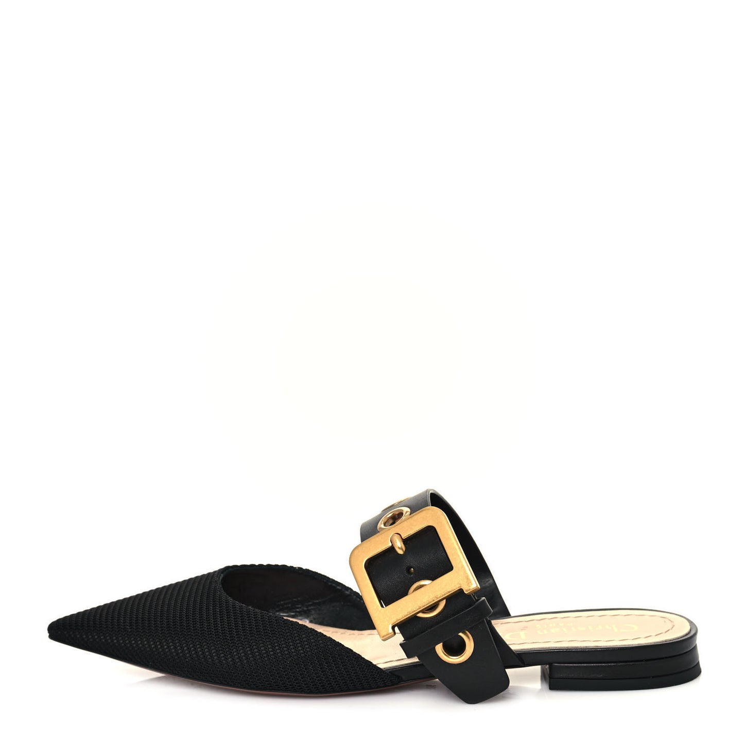 Technical Fabric D-Dior Ballerina Flat Mule 36 Black