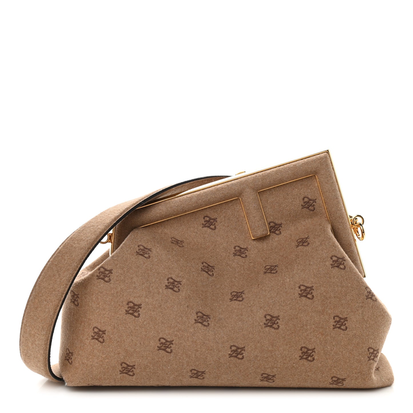 Flannel Karligraphy Embroidered Medium Fendi First Camel