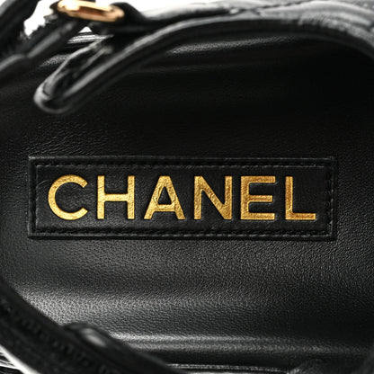 Chanel Grained Calfskin Velcro Dad Sandals 37 Black 7 of 9