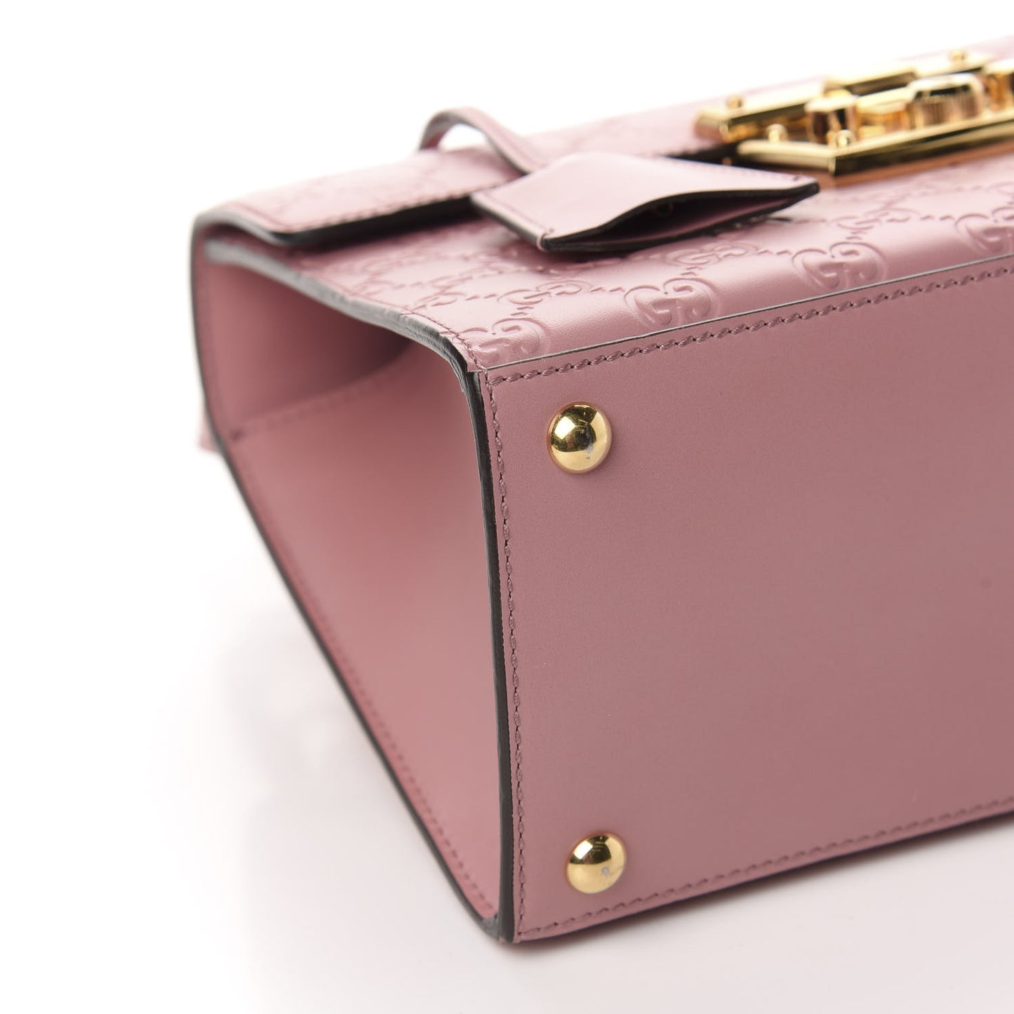 Guccissima Signature Small Padlock Top Handle Bag Rose Baby Candy
