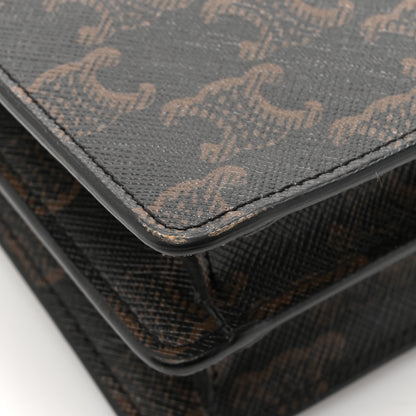 Celine Triomphe Canvas Lambskin Wallet On Strap Tan 13 of 21