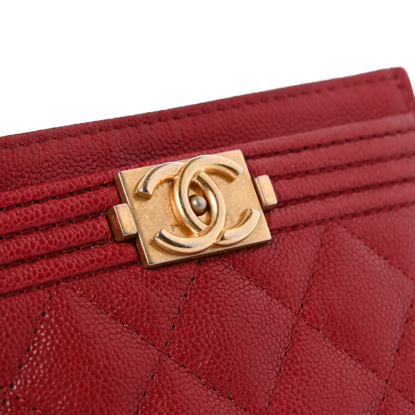 Caviar Quilted Boy Card Holder Red