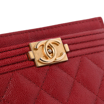 Chanel Caviar Quilted Boy Card Holder Red 9 of 14