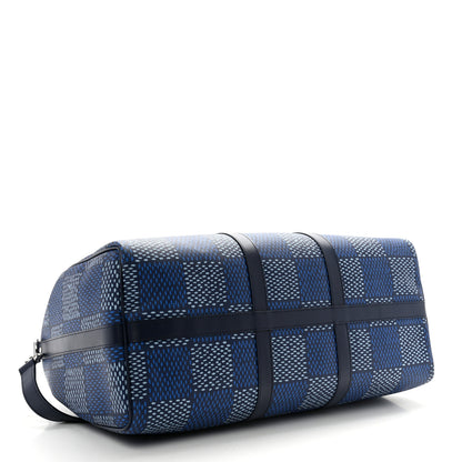 Louis Vuitton Damier Heritage Keepall Bandouliere 50 Blue 3 of 10