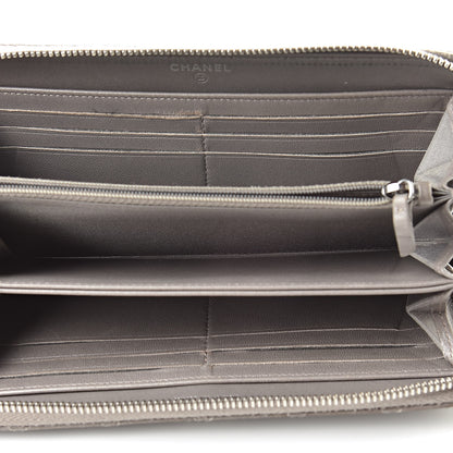 Chanel Calfskin Resin Stitched Zip Around Wallet Grey 5 of 17