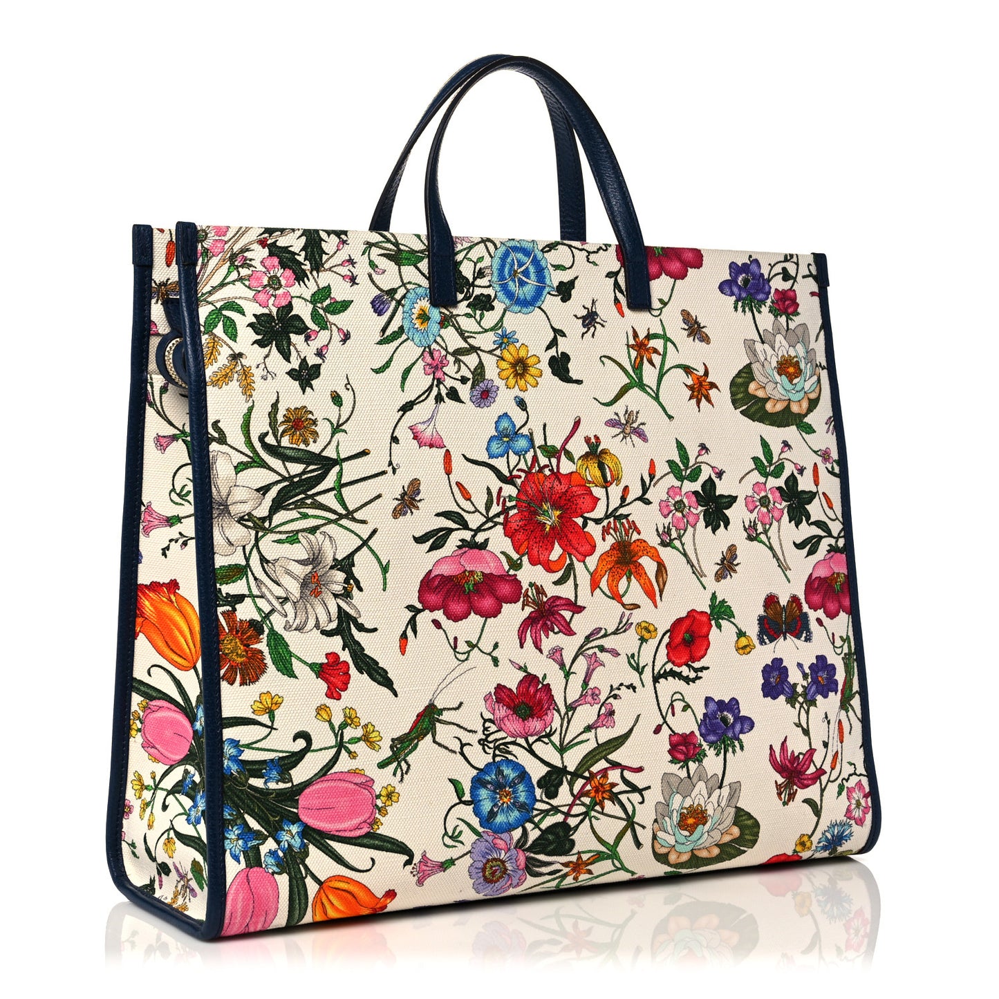 Canvas Large Flora Tote Navy Multicolor