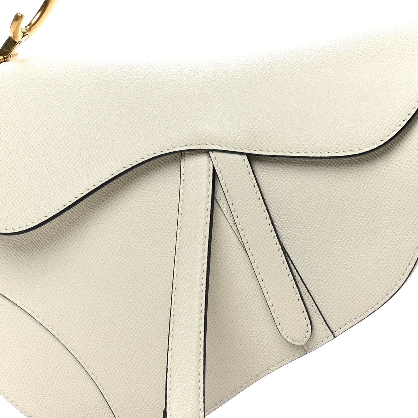 Grained Calfskin Saddle Bag White