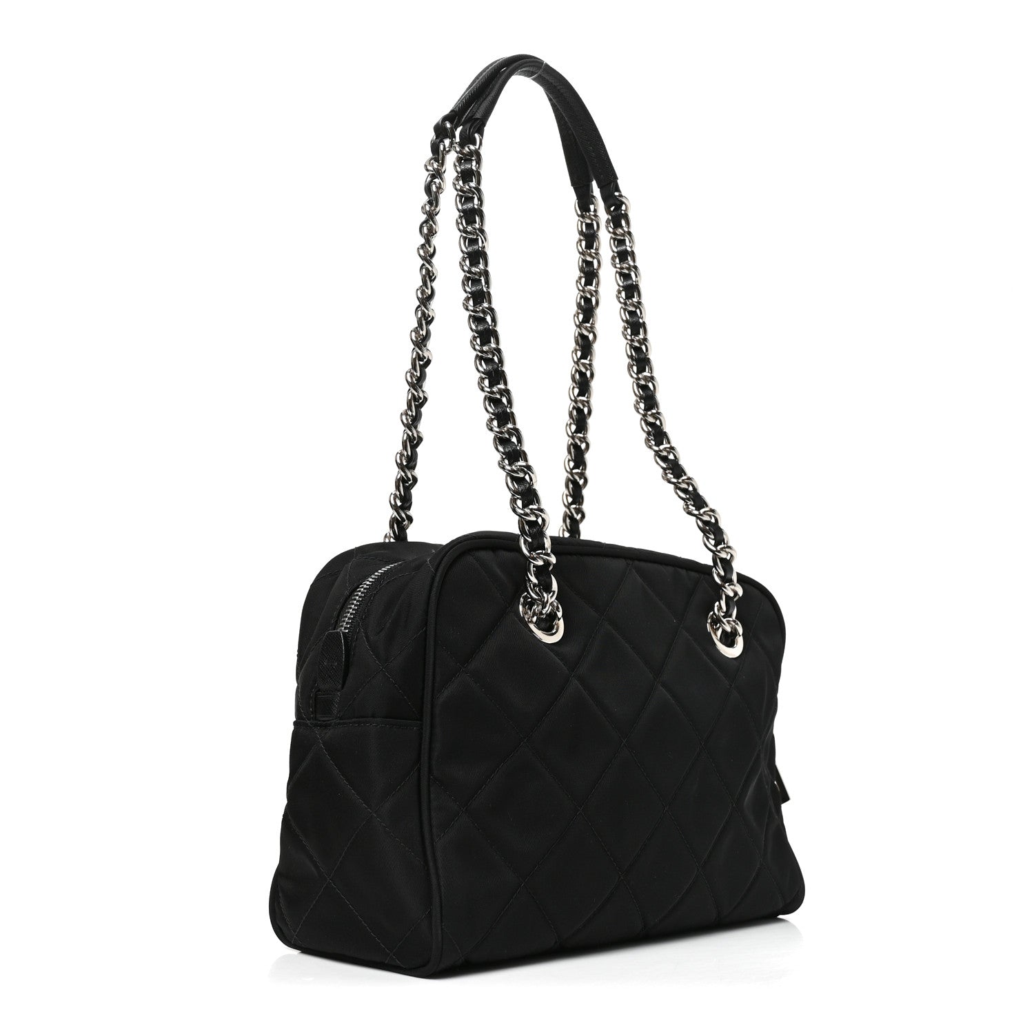 Prada Nylon Tessuto Impuntu Quilted Shoulder Bag Black 2 of 8
