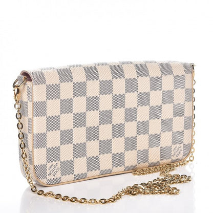 Louis Vuitton Damier Azur Pochette Felicie Chain Wallet Rose Ballerine 3 of 13