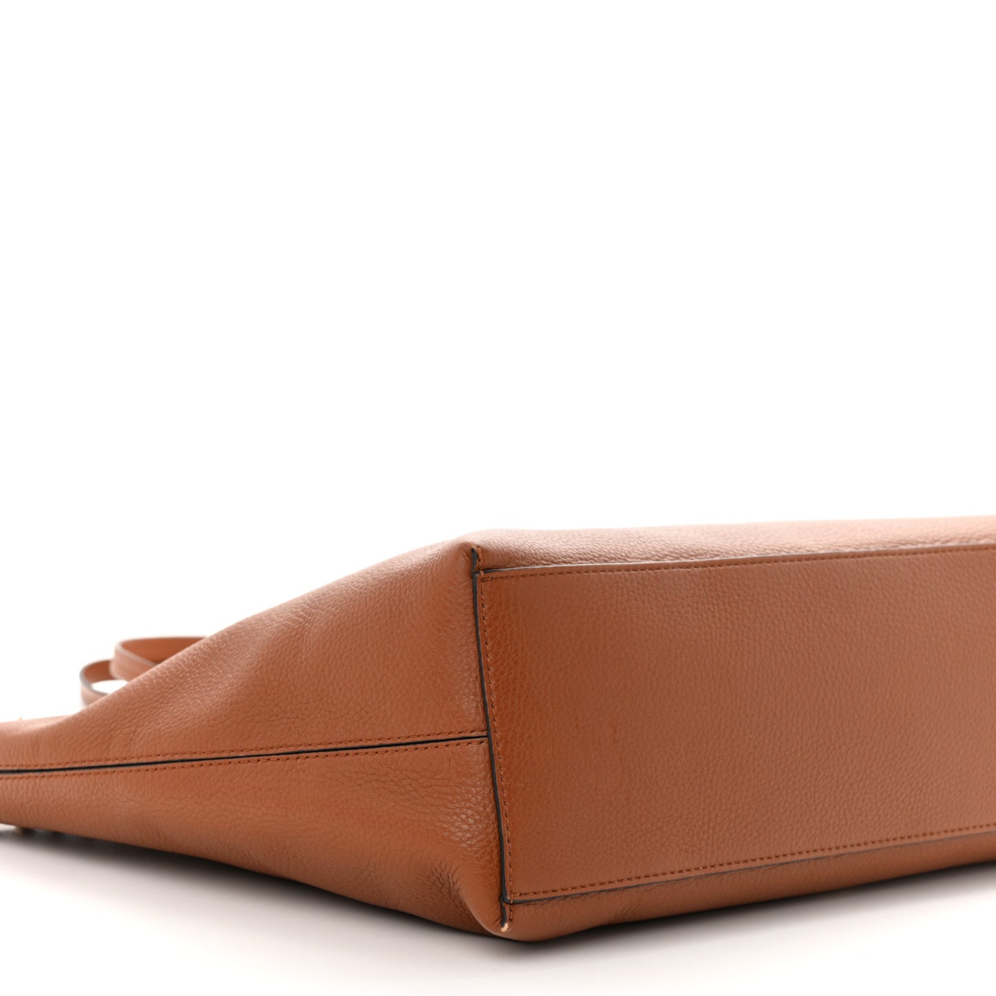 Grained Calfskin Rockstud Shoulder Tote Brown