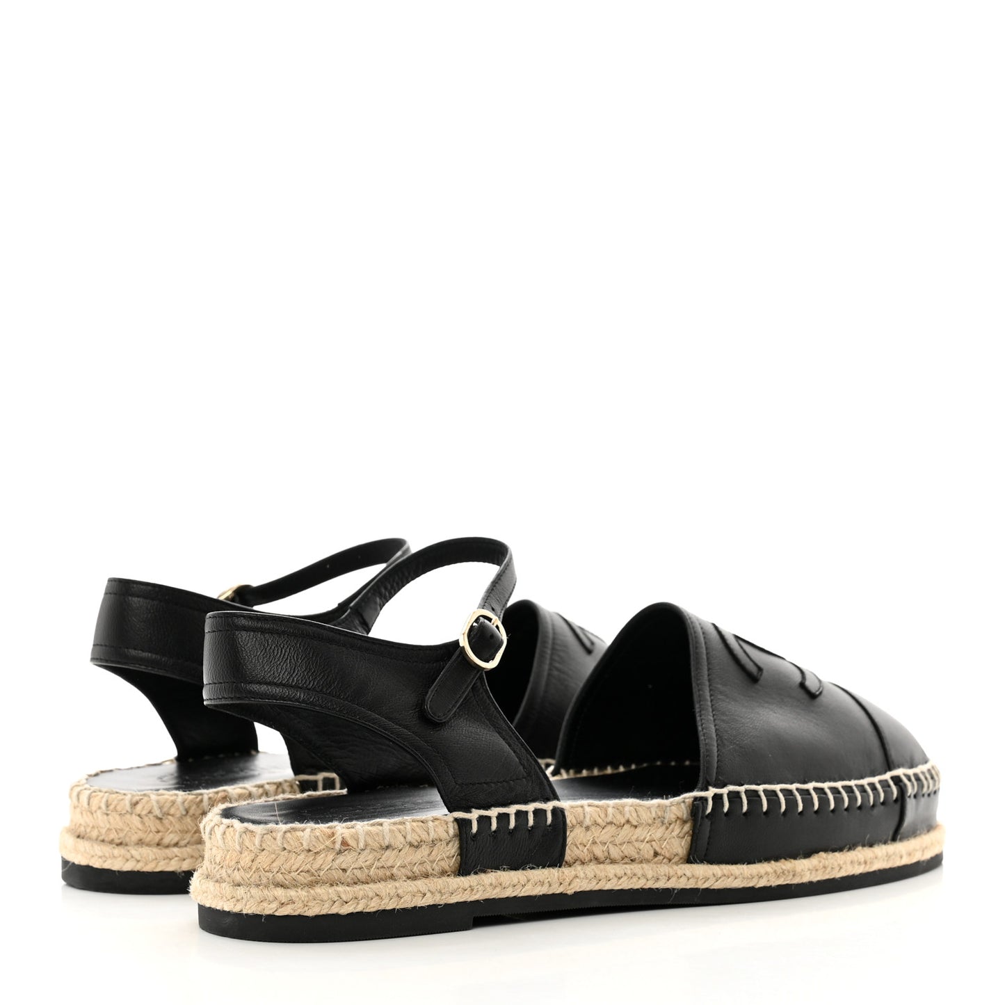 Lambskin Cap Toe CC Espadrilles Sandals 41 Black