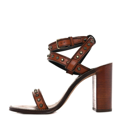 Saint Laurent Calfskin Studded Sandal Pumps 36 Brown 1 of 11