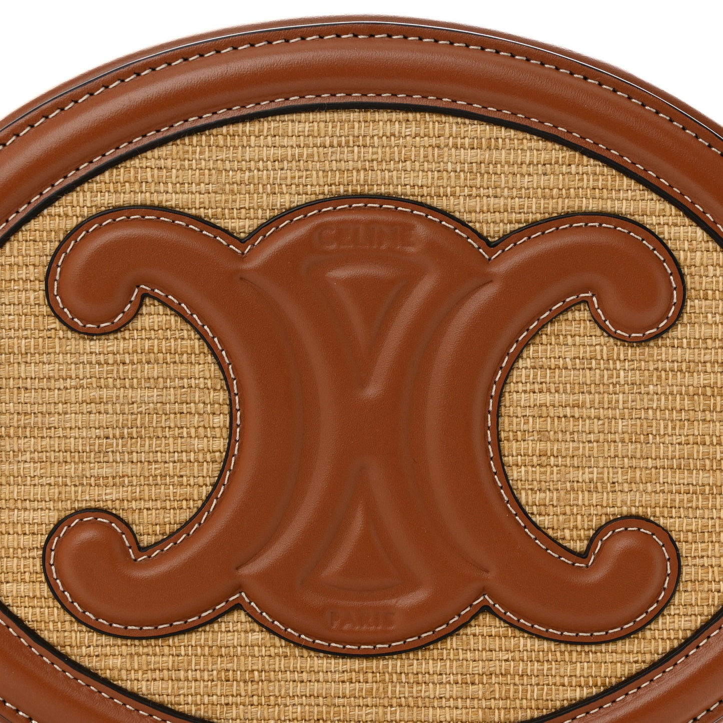 Canvas Calfskin Cuir Triomphe Oval Crossbody Purse Natural Tan