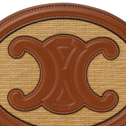 Celine Canvas Calfskin Cuir Triomphe Oval Crossbody Purse Natural Tan 8 of 10