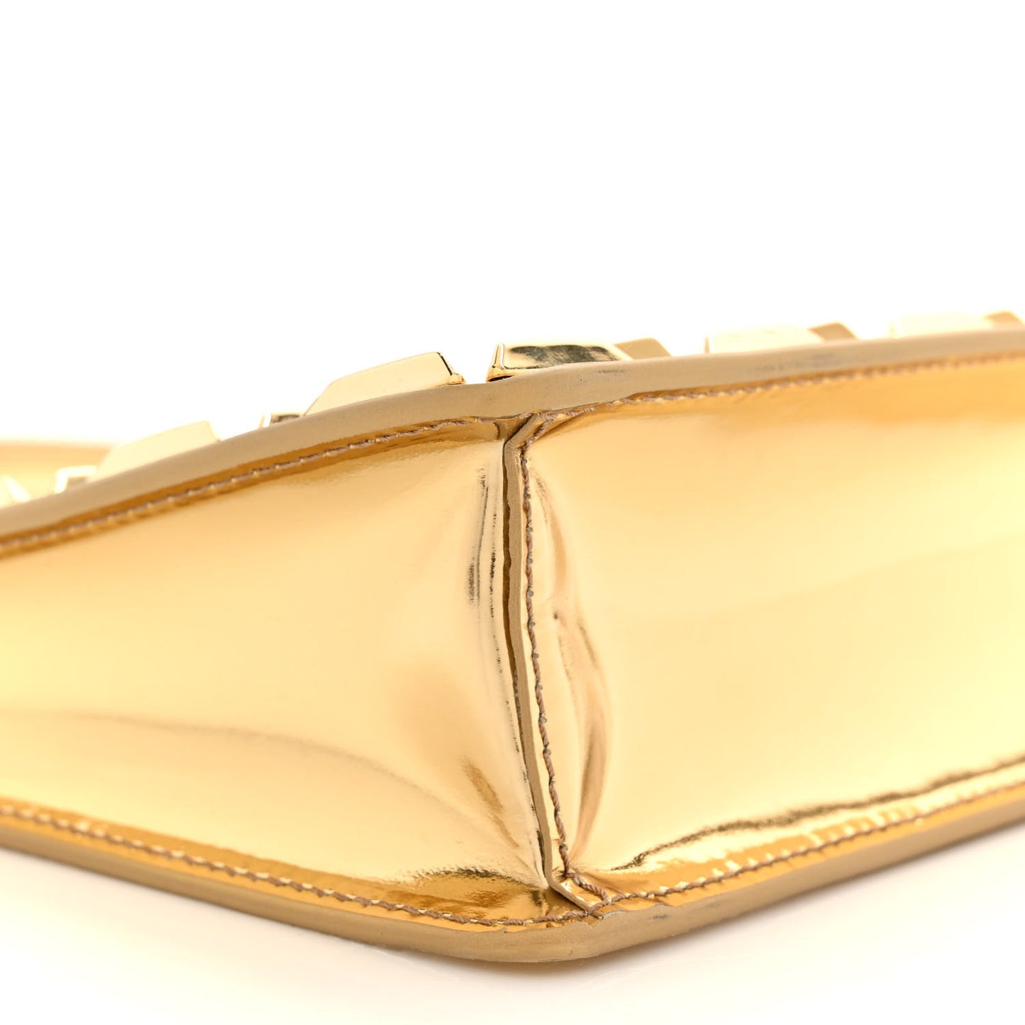 Metallic Vitello Studded Mini Bag Platino