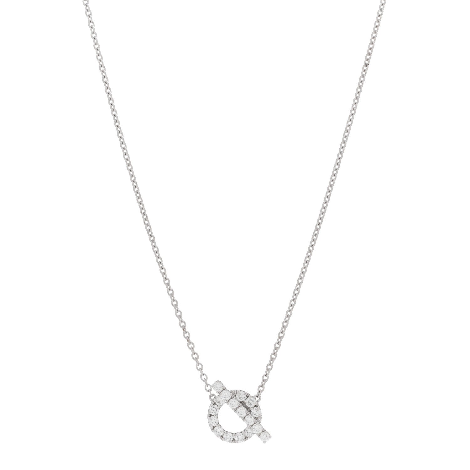 Hermes 18K White Gold Diamond Finesse Pendant Necklace 1 of 4