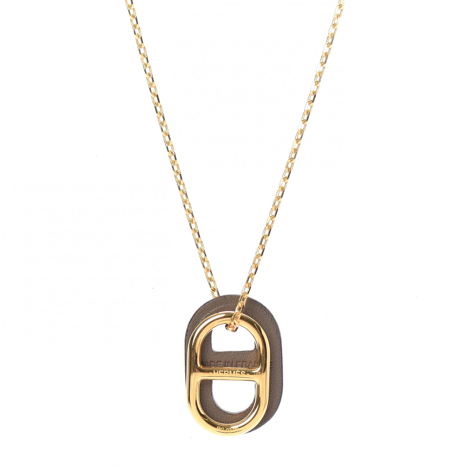 Hermes Swift O'Maillon Pendant Necklace Etoupe 4 of 5