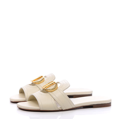 Christian Dior Calfskin 30 Montaigne Flat Slide Sandals 34 White 3 of 8
