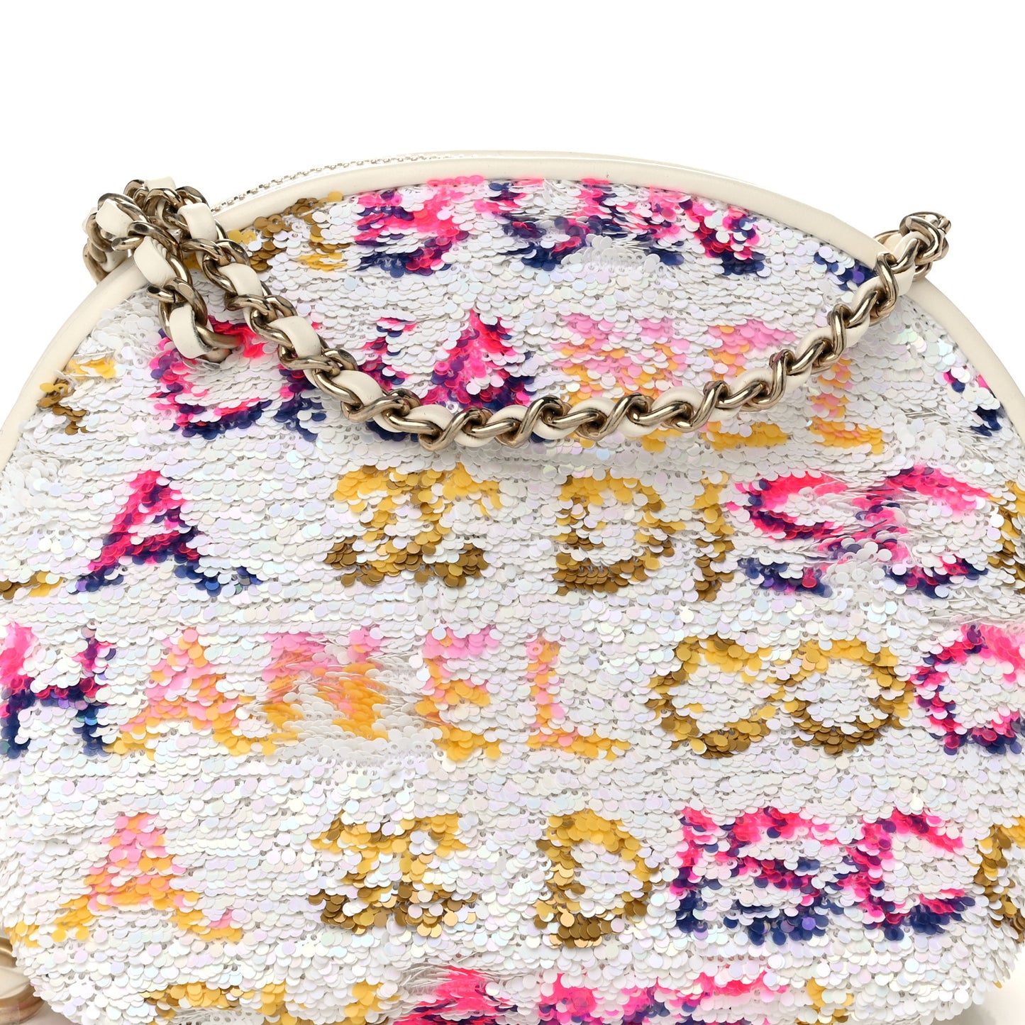 Sequin Logo CC Crossbody Bag White Multicolor