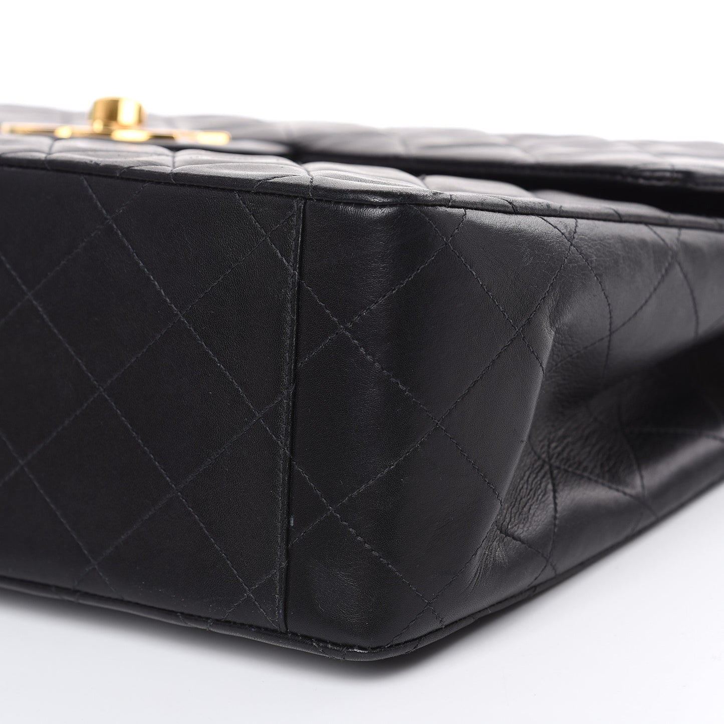 Lambskin Quilted XL Jumbo Single Flap Black