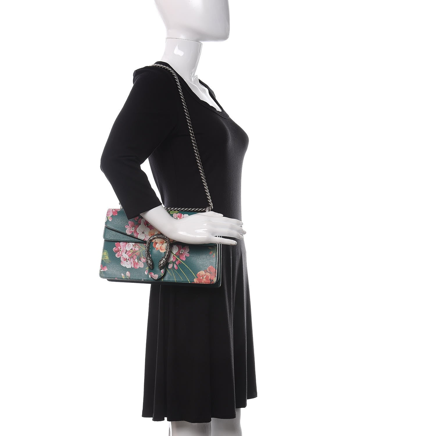 Gucci Calfskin Blooms Print Small Dionysus Shoulder Bag Bright Emerald Multicolor 2 of 10