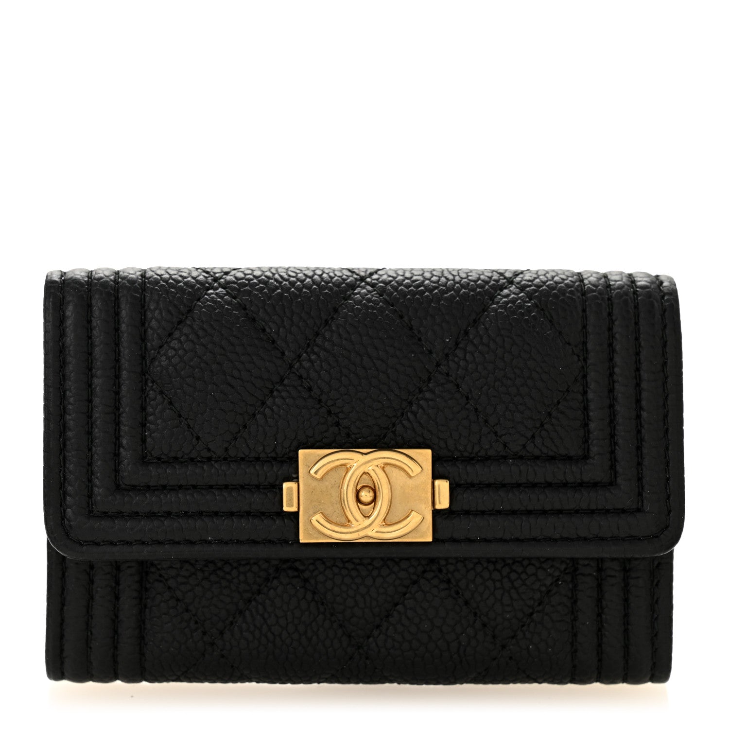 Chanel Caviar Quilted Boy Flap Card Holder Black 1 of 8