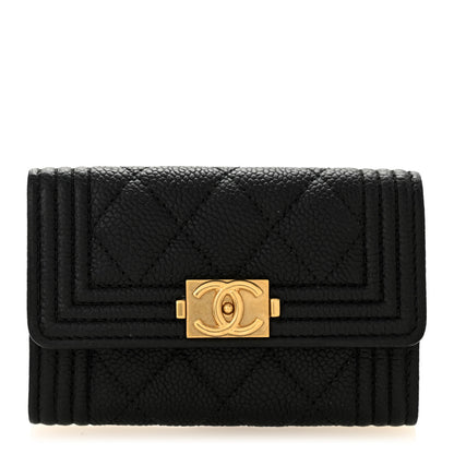 Chanel Caviar Quilted Boy Flap Card Holder Black 1 of 8