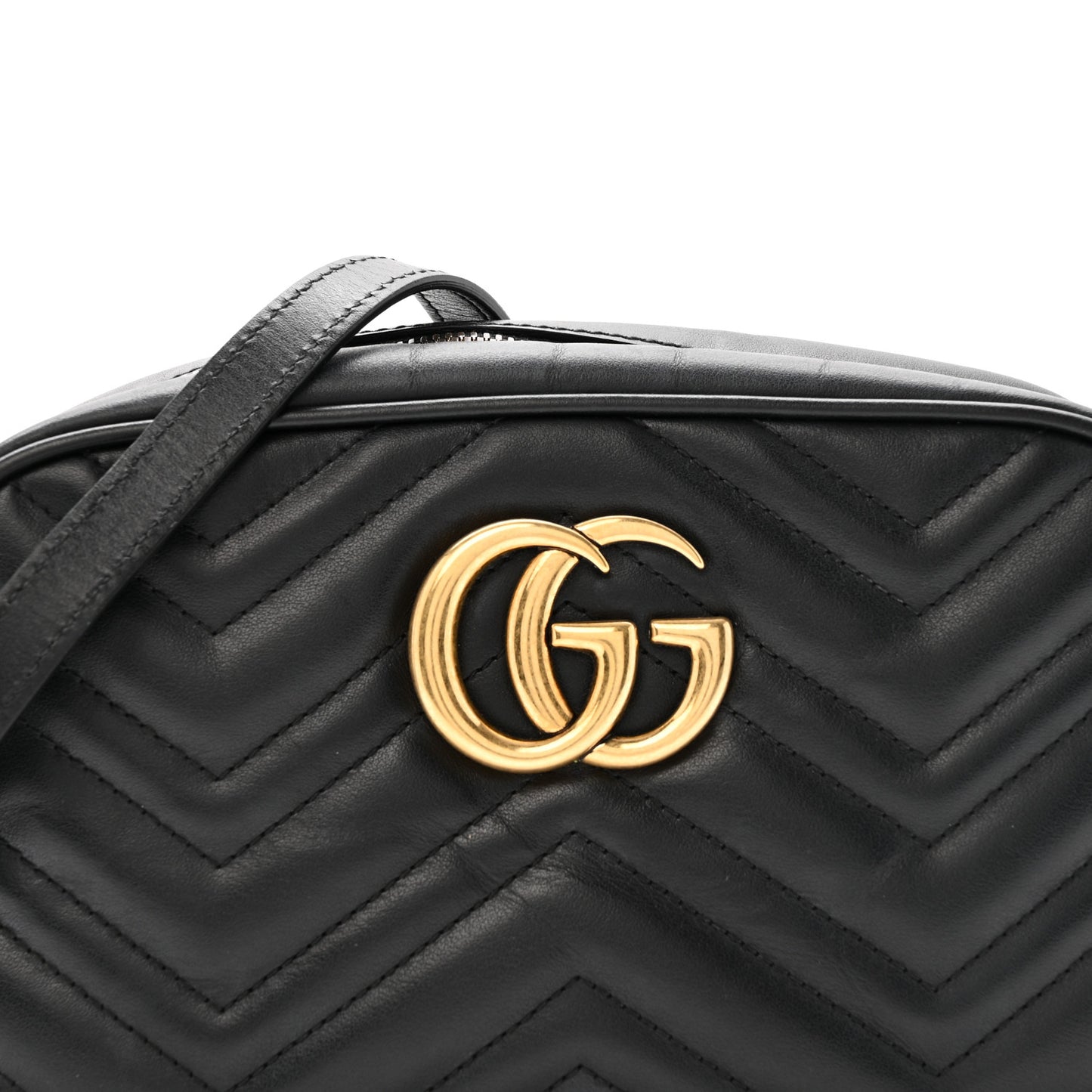 Calfskin Matelasse Small GG Marmont Chain Shoulder Bag Black