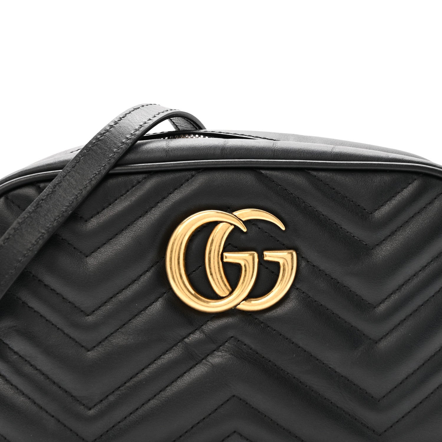 Gucci Calfskin Matelasse Small GG Marmont Chain Shoulder Bag Black 8 of 12