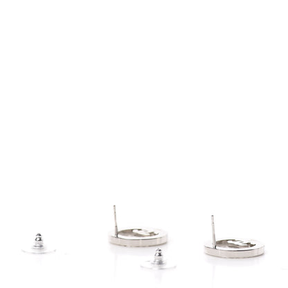 Chanel Crystal CC Round Earrings Silver 3 of 6