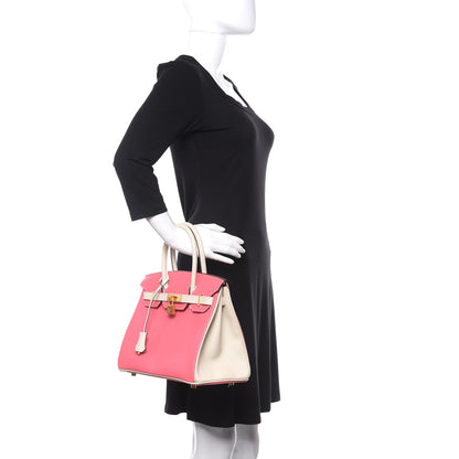 Hermes Epsom Horseshoe Birkin 30 Rose Azalee Craie 2 of 11