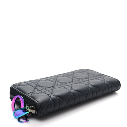 Christian Dior Lambskin Cannage Lady Dior Zip Wallet Black 4 of 8