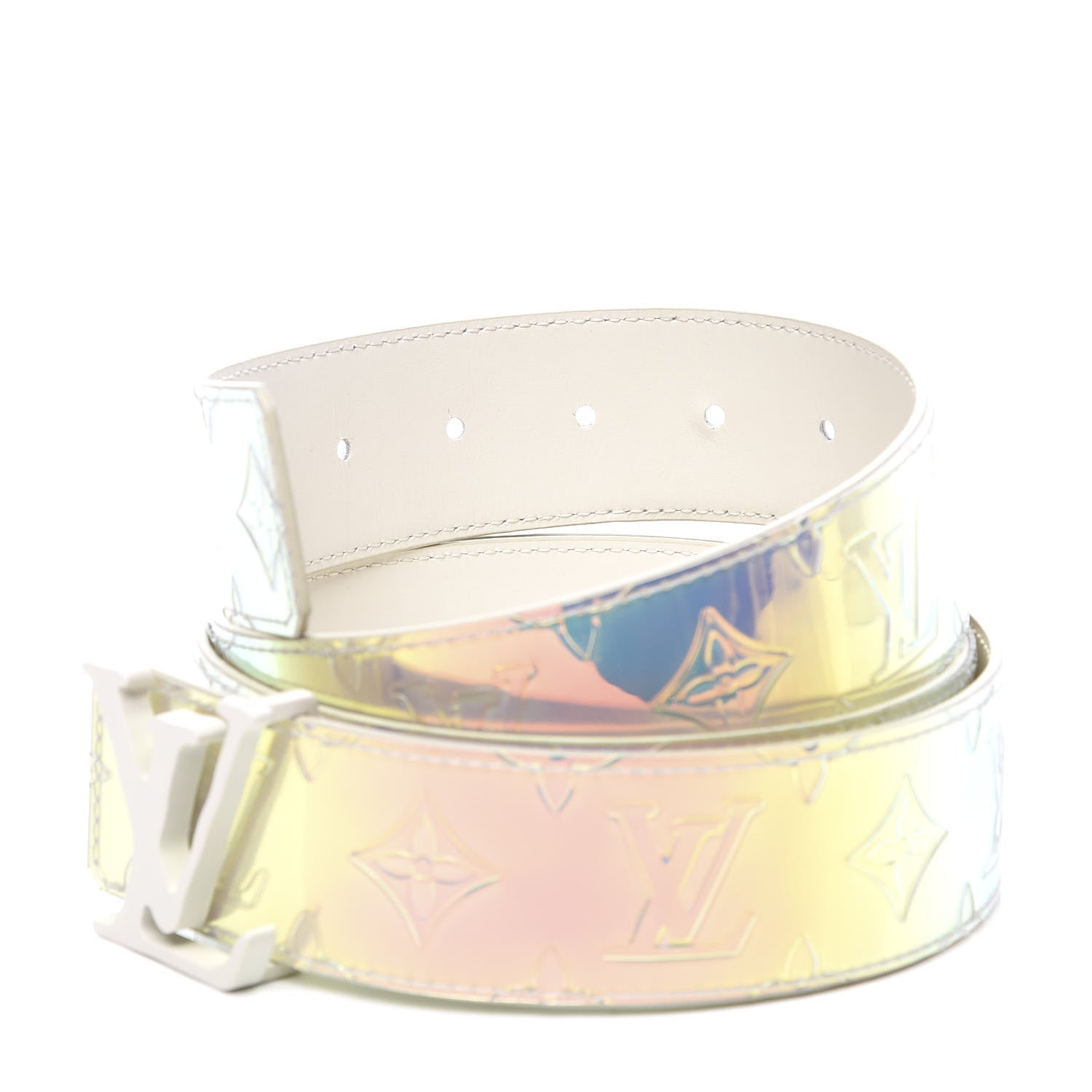 Louis Vuitton PVC Monogram 40mm LV Shape Belt 110 44 Silver 4 of 5
