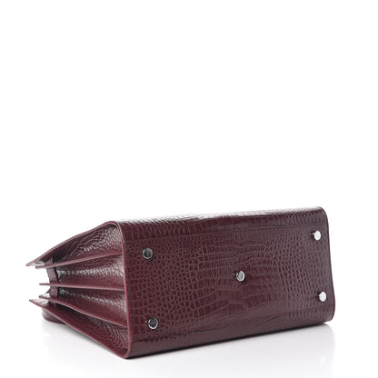 Saint Laurent Calfskin Crocodile Embossed Small Sac de Jour Rouge Legion 4 of 11