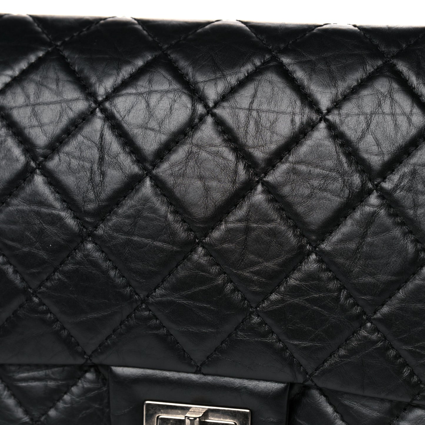 Aged Calfskin Quilted 2.55 Reissue 227 Flap Black