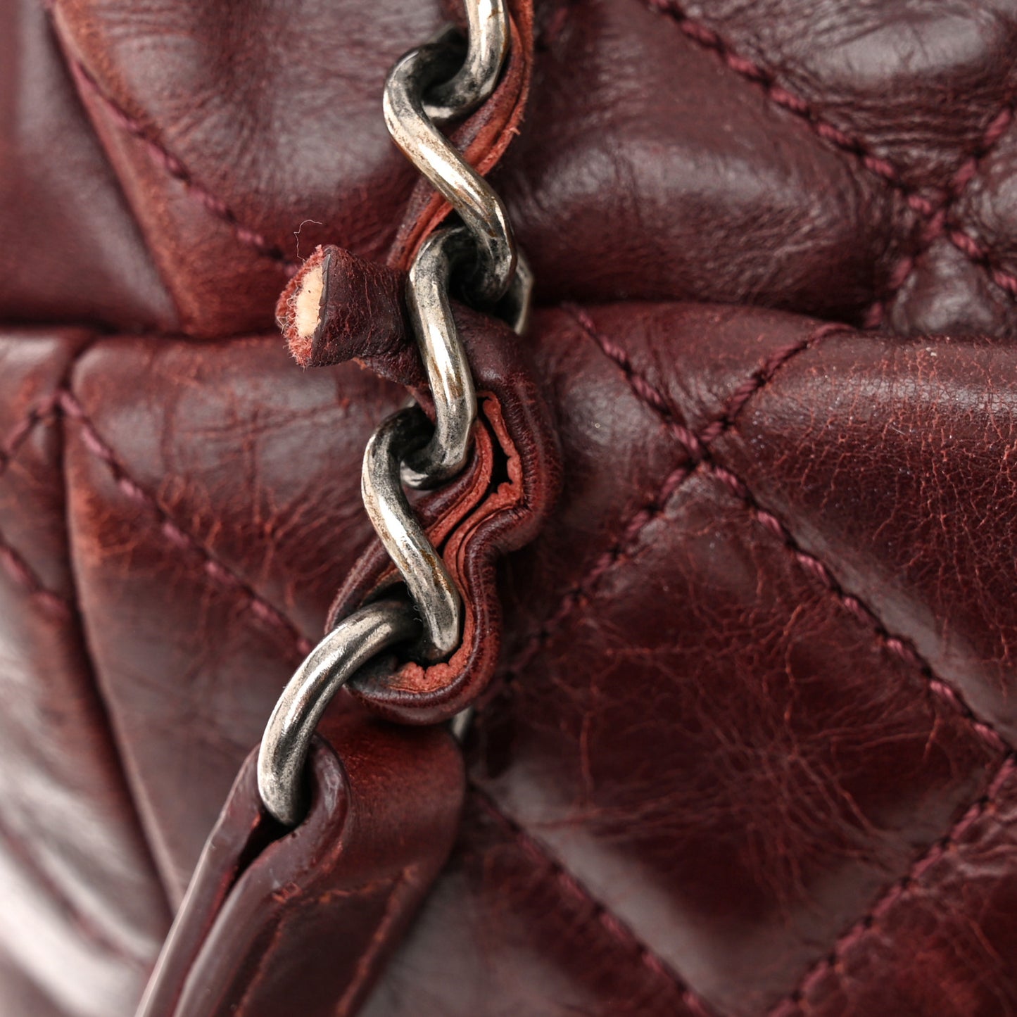 Glazed Calfskin Quilted Large Salzburg Backpack Burgundy